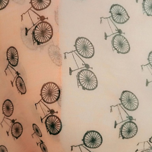 Long lightweight scarf with vintage bicycle print like new, orange