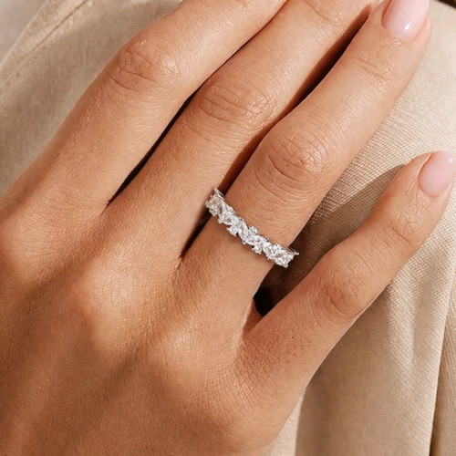 Brass ring with cubic zirconia size 6 new, silver color