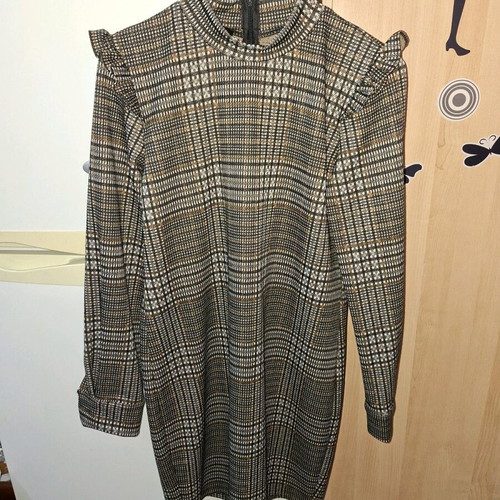 Checked midi dress like new, black and gray