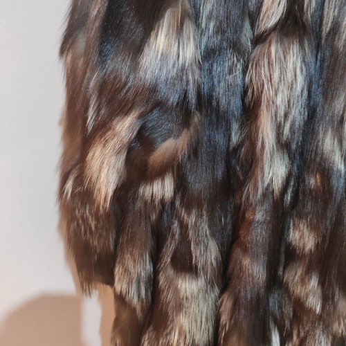 Renard fur coat new from fox in brown and white tones