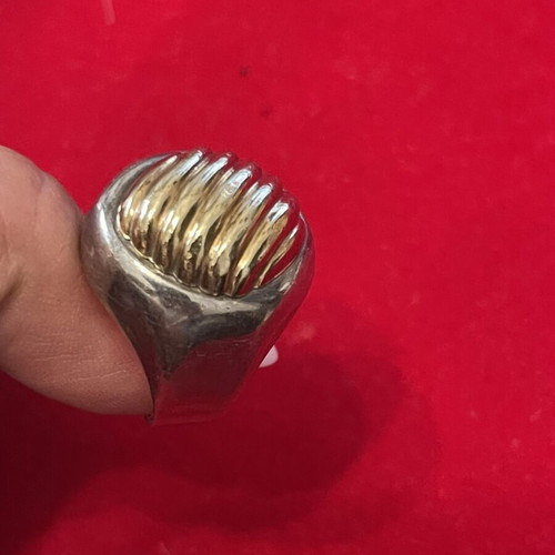 925 silver gold ring size 62, 18k gold top