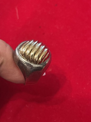925 silver gold ring size 62, 18k gold top
