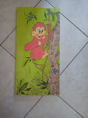 Children's wall painting used with monkey and bright colors