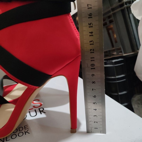 Red sandals new with black laces size 39