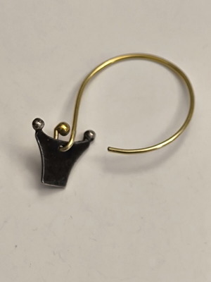Earring hoop with silver decorative element like new, gold and silver