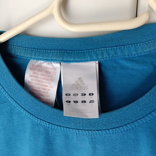Adidas kids sports shirt blue, like new, age 13-14