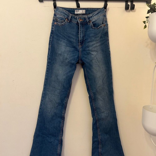 Cropped flared high-waisted jeans Bershka new, blue, size XS