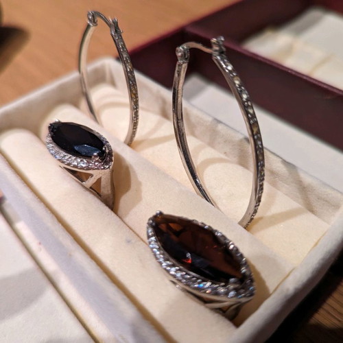 oval shaped earrings & rings