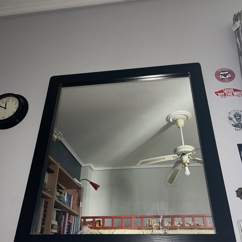 Wooden wall mirror, 89.5cm x 83.1cm