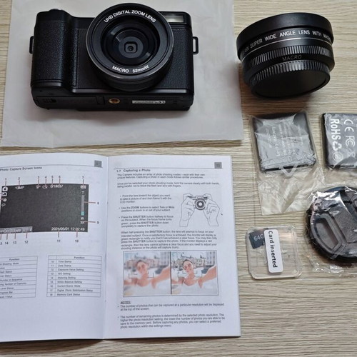 Digital Camera 64MP 5K WiFi with Wide-Angle Lens and 64GB Memory New