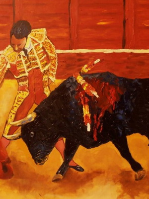 Πίνακας ζωγραφικής Plaza de toros, Madrid 2013, σαν καινούργιος, λάδι σε hardboard