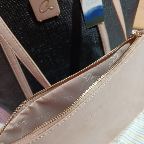 Axel shoulder bag new with wallet, black and beige