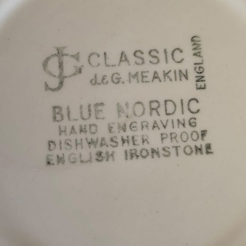J & G Meakin Blue Nordic Vintage Porcelain Plates Set of 4 like new