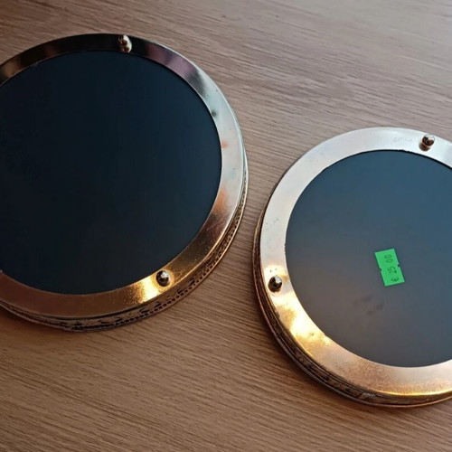 Metal decorative mirror trays set, 20cm & 17cm