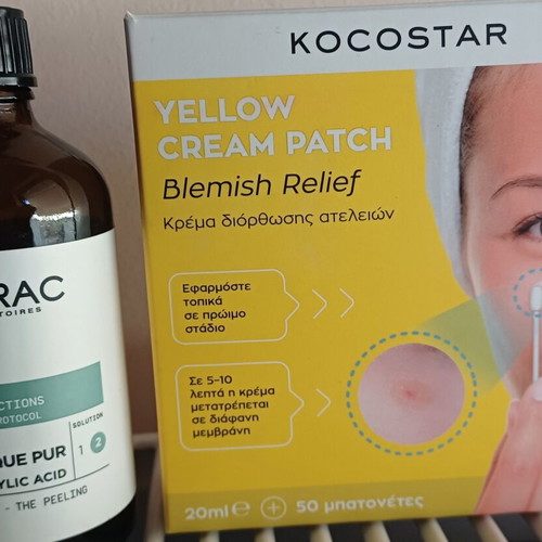 Kocostar Yellow Cream Patch blemish relief and Lierac pure salicylic acid 30ml used