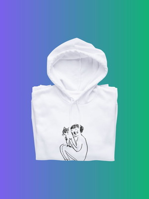Unisex Hoodie "She Meows" Καινούργιο, Μέγεθος S-XL, Μαύρο και Άσπρο