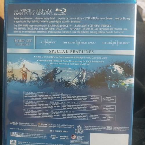 Star Wars Trilogy Blu-Ray like new with Greek subtitles