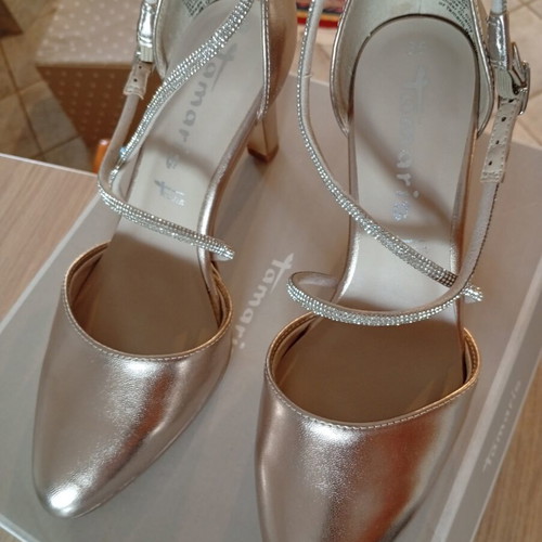 Tamaris leather sandals new, gold, size 36