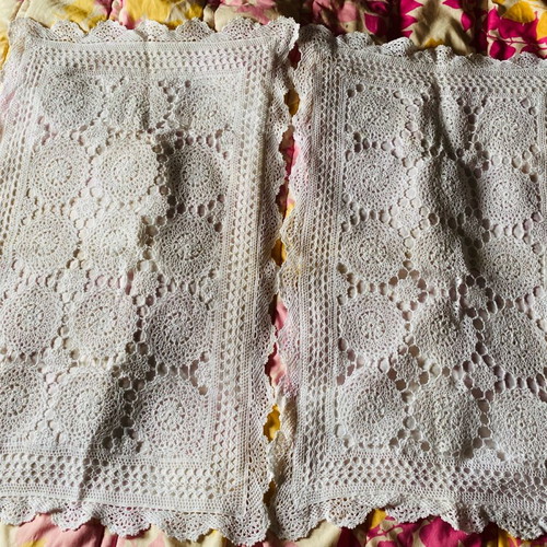 Decorative pillowcases handmade knitted used, white