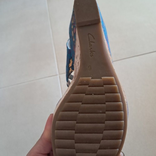 Clarks women's sandals like new with blue suede and cork platform