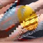  Αυγό κεχριμπάρι / Ασημένιο δαχτυλίδι με αυγό κεχριμπάρι / Εξαιρετικά σπάνιο