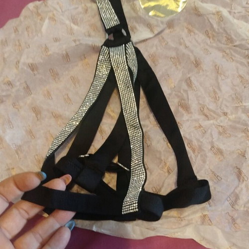Med bra new with rhinestones, size 80B, black and silver
