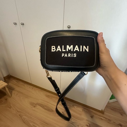 Balmain B-Army canvas and leather shoulder bag