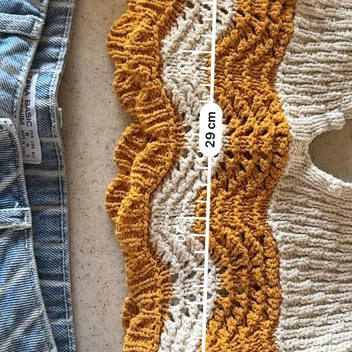 Zara women's halter neck crochet crop top, orange and cream
