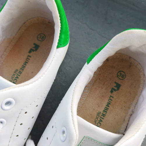 Lumberjack women's athletic shoes used, white with green detail, size 38