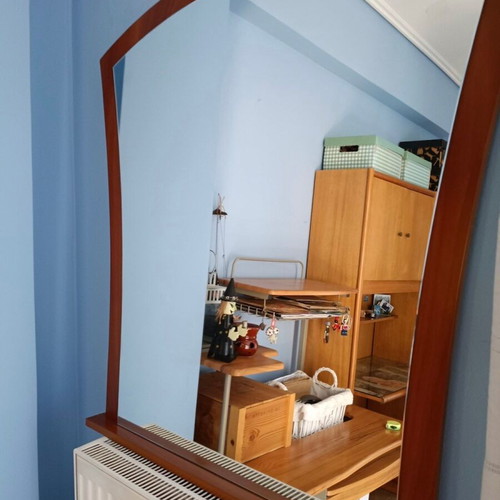 Wooden wall mirror, large with rear mounts, 95x89 cm