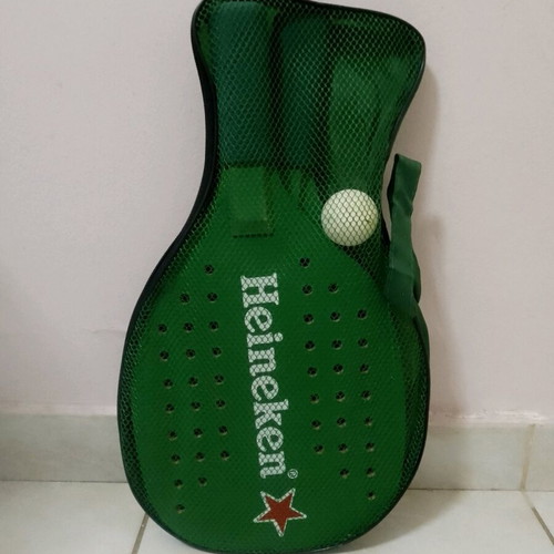 Heineken promotional rackets like new set with 2 wooden rackets, ball and case
