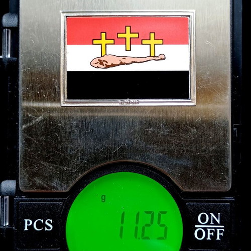 Silver bar 0.925 with colored screen print Rigas Feraios flag like new