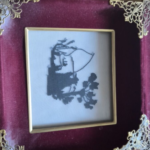 Hearts with handmade embroidery, vintage