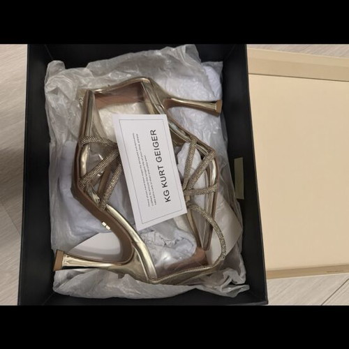 Kurt Geiger high-heeled sandals new, gold and silver with delicate stones