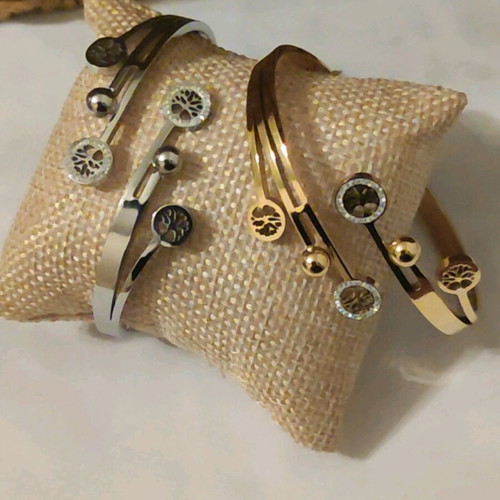 Steel handcuff bracelet new, gold and silver colors