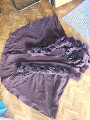 Winter cape XL with fur like new, purple