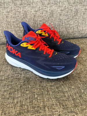 Hoka Clifton αντρικά αθλητικά παπούτσια, μέγεθος 47,5, μπλε και κόκκινα