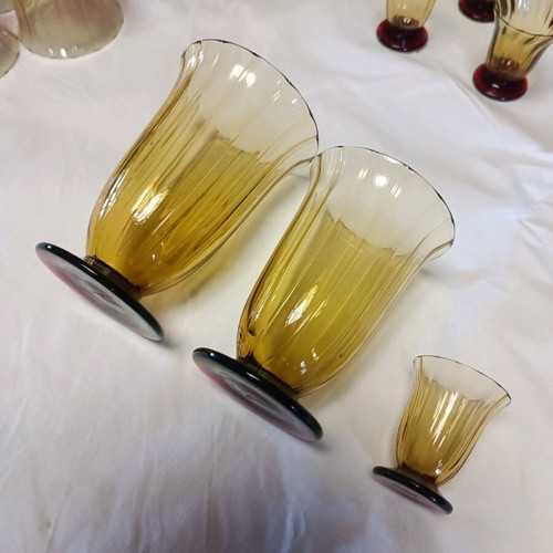 Vintage handmade glasses used, set of 28 pieces