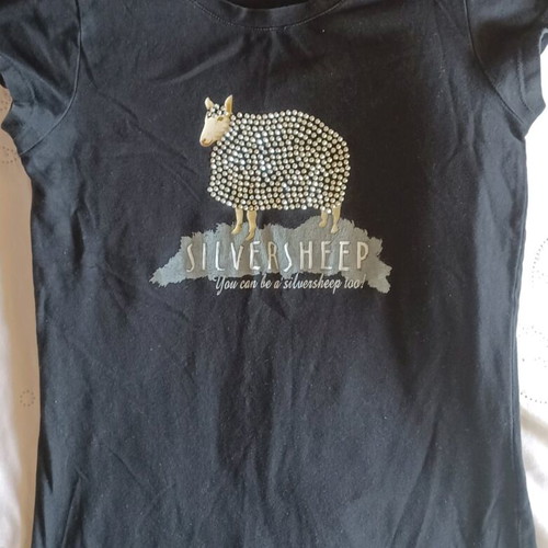 Bershka black T-shirt with design and rhinestones size M used