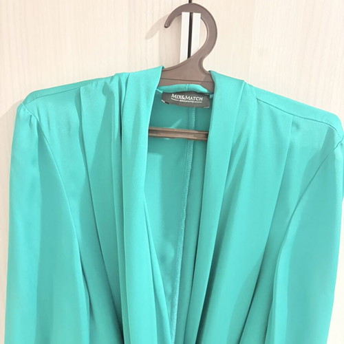 Mix & Match satin tunic dress emerald green like new