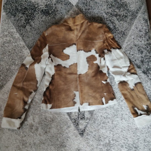 Leather jacket Leonardo vintage short, like new, white and brown