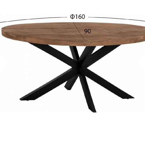 Oval dining table with metal crossed legs, 160x90x77 cm