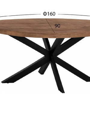 Oval dining table with metal crossed legs, 160x90x77 cm