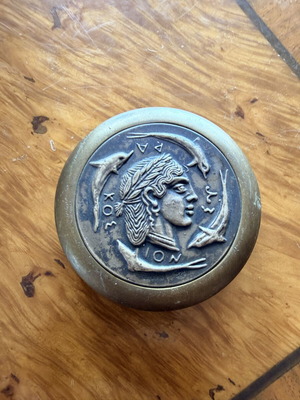 Vintage Presse-Papier Elias Lalaounis, 925 Silver & Brass Arethousa with Dolphins