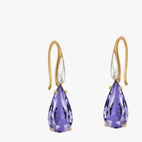 Gold-plated earrings new with purple stones and silver