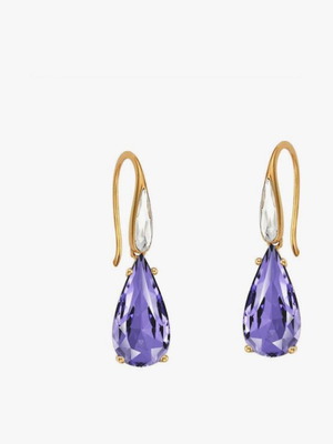 Gold-plated earrings new with purple stones and silver