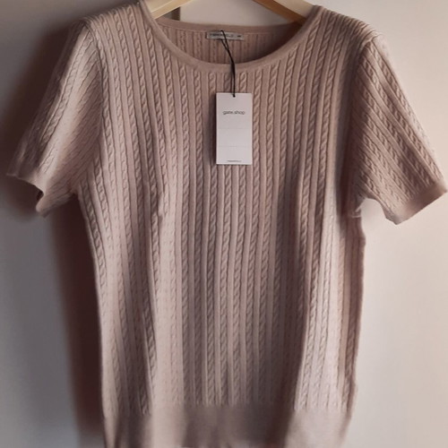 Short-sleeve blouse new, beige, size M, 50% viscose
