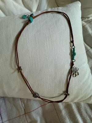 Leather handmade necklace with silver elements