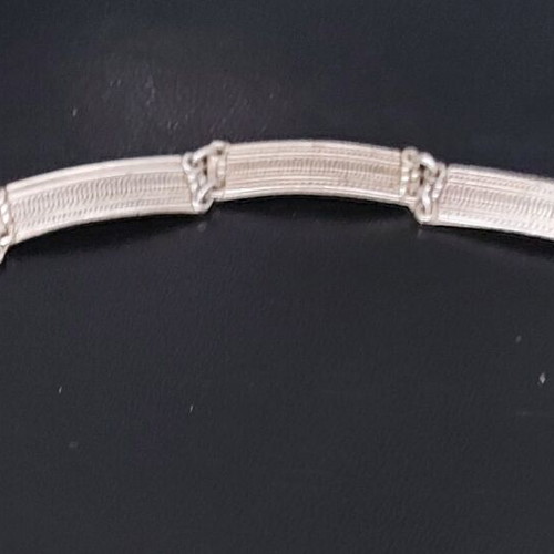 Vintage massive silver filigree bracelet used, 925 hallmark