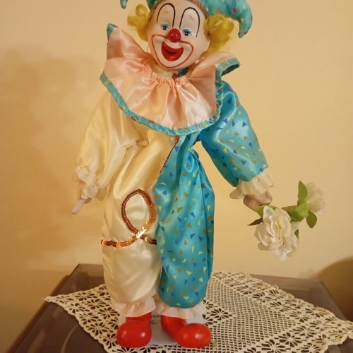 Porcelain doll Chester the Jester 40 cm used, Heritage Mint Ltd
